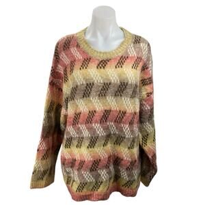 NEW GiGio Womens Multicolor Wool Striped Long Sleeve Pullover Sweater Top Size S